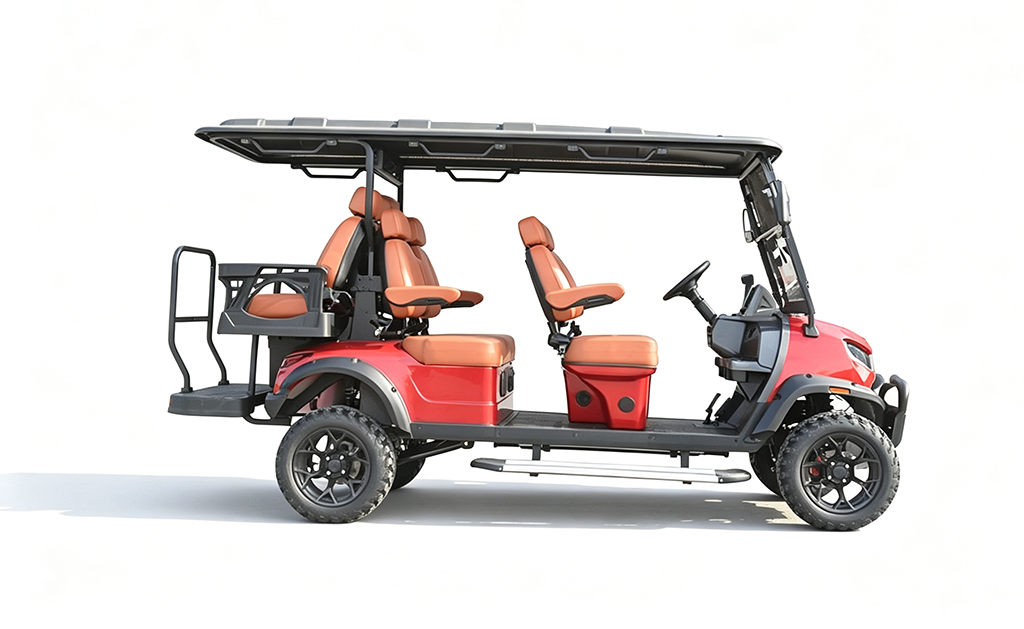 4+2 Seats Lifted Electric Golf Cart Club Golf Car Rear Facing Seat 4 Wheel All Terrain Tire LED Light Strip Front Brush Guard - Image 4