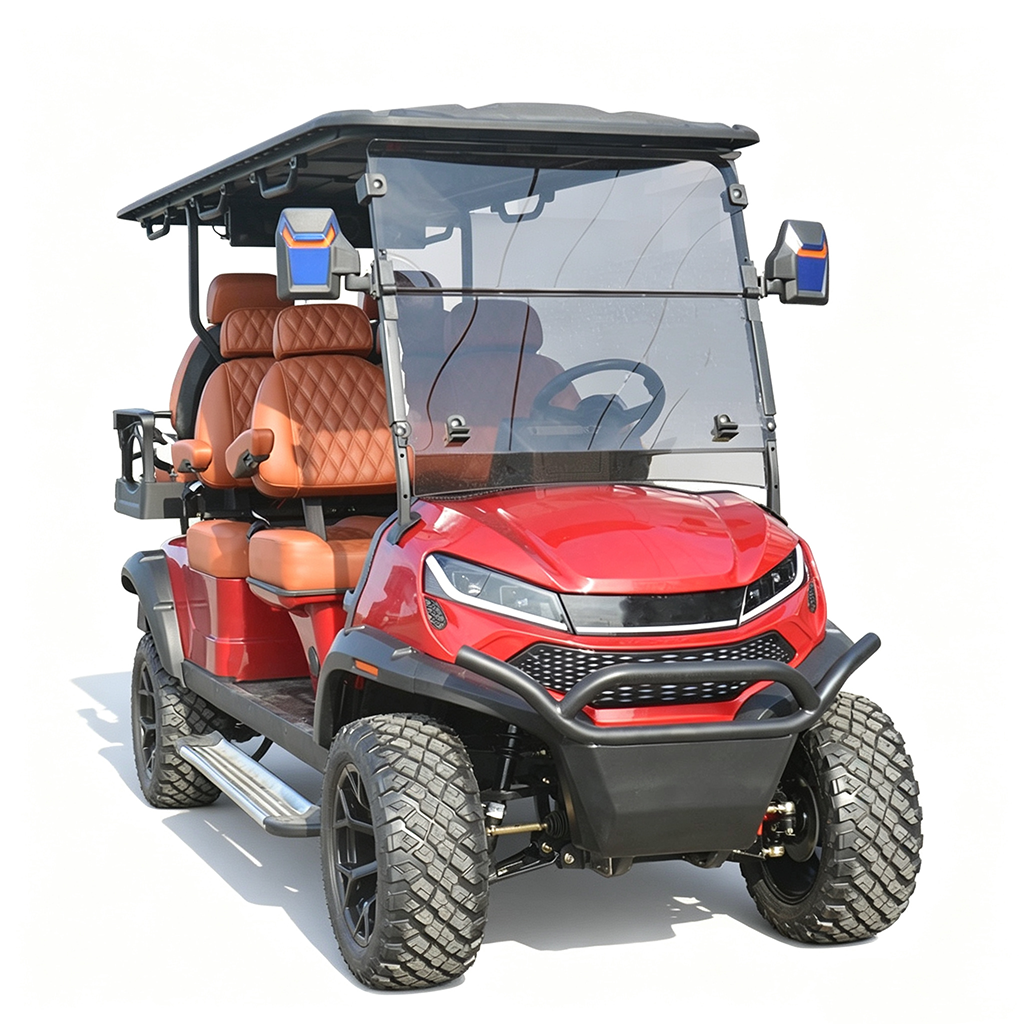 4+2 Seats Lifted Electric Golf Cart Club Golf Car Rear Facing Seat 4 Wheel All Terrain Tire LED Light Strip Front Brush Guard - Image 3