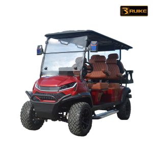 4+2 Seats Lifted Electric Golf Cart Club Golf Car Rear Facing Seat 4 Wheel All Terrain Tire LED Light Strip Front Brush Guard