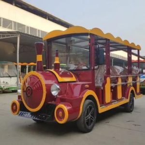 11-Seat Sightseeing Small Trackless Electric Passenger Train with Sheet Metal Body
