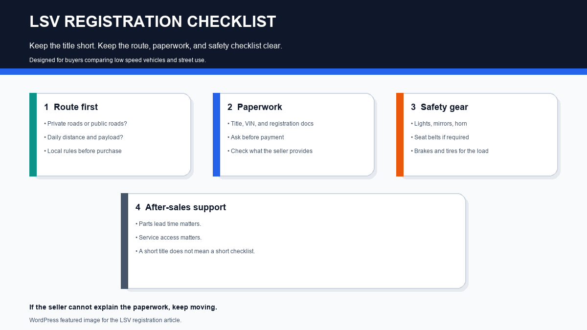 LSV registration checklist for low speed vehicle buyers