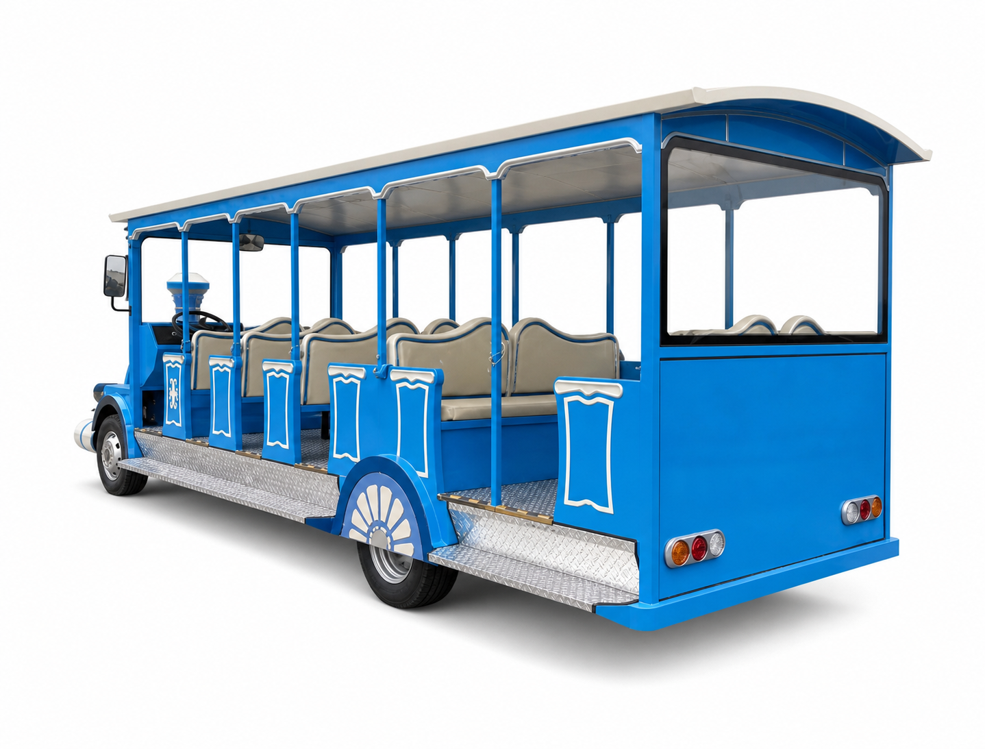 Locomotive 11-Seat Sightseeing Small Trackless Electric Passenger Train with Sheet Metal Body - Image 2