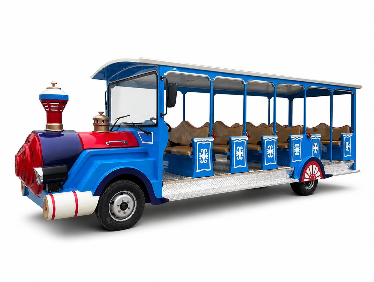 Locomotive 11-Seat Sightseeing Small Trackless Electric Passenger Train with Sheet Metal Body - Image 3
