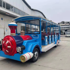 Locomotive 11-Seat Sightseeing Small Trackless Electric Passenger Train with Sheet Metal Body