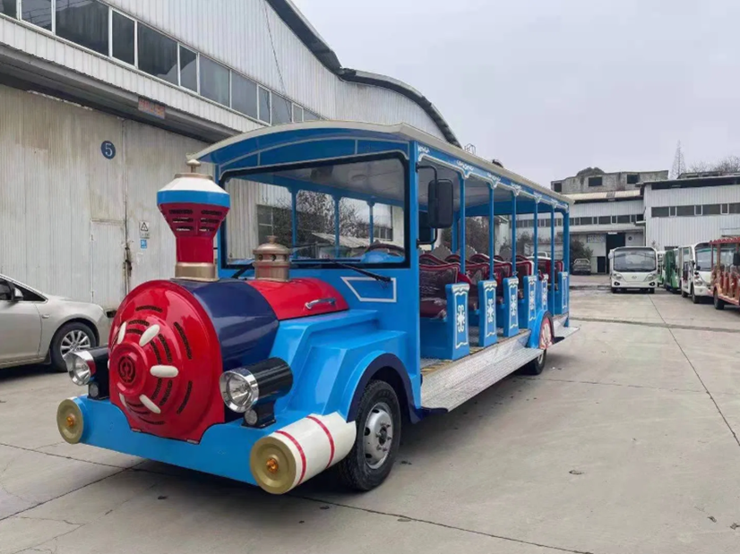 Locomotive 11-Seat Sightseeing Small Trackless Electric Passenger Train with Sheet Metal Body